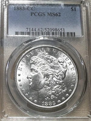Dólar de plata Morgan 1883 CC PCGS MS62 Foto 1 de 4