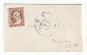 US Cover #26 Dbl Xfer; Left Outer Frame Ln. "To Miss Clark, Kingston, NY" 1857 - Imagen 1 de 2