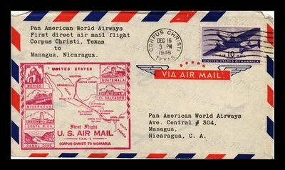 SELLOS DR JIM PORTADA PRIMER VUELO CORREO AÉREO FAM 5 CORPUS CHRISTI A MANAGUA Foto 1 de 2