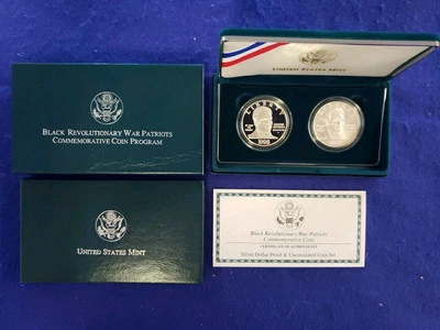 1998 Black Revolutionary War Patriots Silver Dollar PROOF and Uncirc. Coin Set - Image 1 of 3