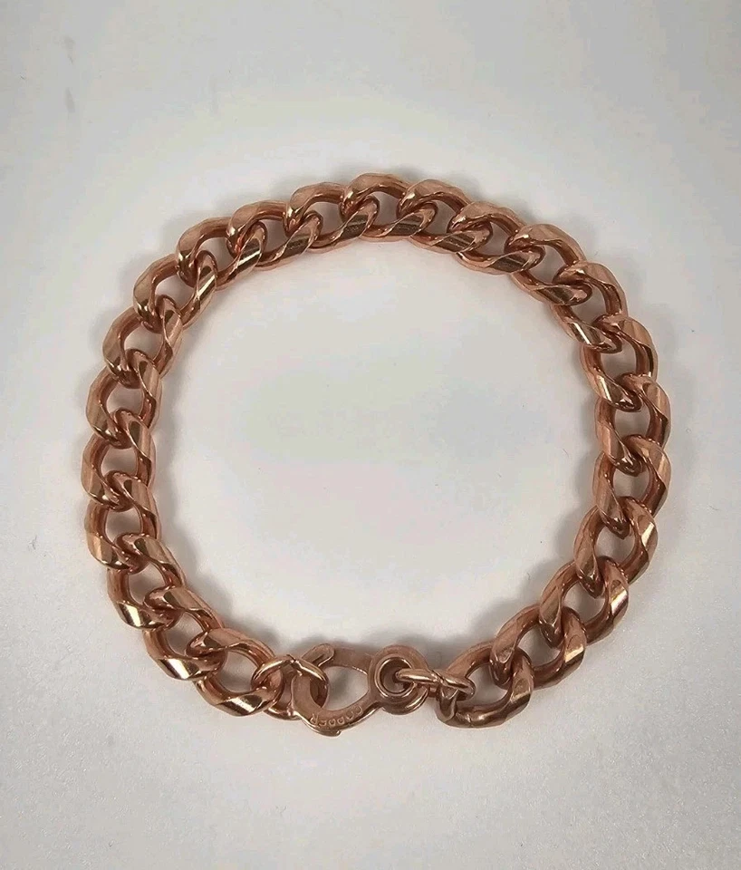 9 毫米宽重型弯链纯色粉红色 Cooper 手镯 8 — 第 1/3 张图片