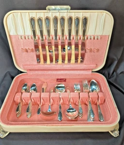 Wm A Rogers Happiness Silverplate  Serves 8 + Serving Pieces 1940 Alabaster Box - Picture 1 of 17