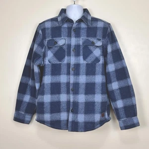 Chore Jacket Heavy Shacket Mens M Blue Plaid Wool Sherpa Gorpcore Barn Country - Picture 1 of 10