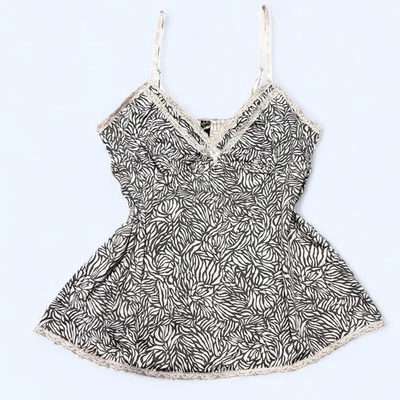 Camiseta sin mangas blanca gris floral con estampado de cebra S/M Babydoll Cami Camisola elástica Foto 1 de 4