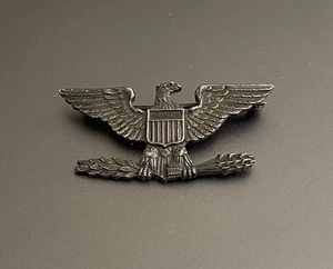 Nice WWII Sterling Silver Army Colonel Rank War Eagle Shoulder Insignia Pin - Picture 1 of 2