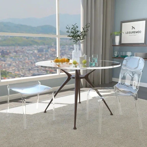 2 sillas de comedor apilables de acrílico transparente con asiento de borde de cascada - nuevas + caja Foto 1 de 4