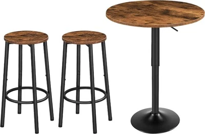 HOOBRO Bar Table Height-Adjustable Pub Table and Bar Stools  Set of 2 Bar Chairs - Image 1 of 2
