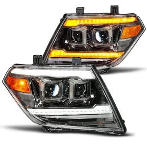 Gunmetal Swichback LED Bar Projector Headlights For Nissan 2009-2020 Frontier - Picture 1 of 7