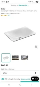 Kohler Carillon 7799-0 21-1/8" Drop in Wading Pool Bathroom Sink in White - Picture 1 of 3