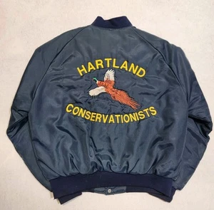 Vintage 70s Conservation Jacket Environmentalism Patches Sz Medium Satin Bomber - Picture 1 of 5