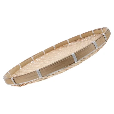  Round Bamboo Serving Tray: Handmade Decorative Flat Basket - 30 CM Handwoven - Image 1 of 4