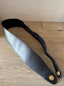 TOP! Schwarz Gold Leder Schaller Gitarrengurt W Germany keine Gitarre strapazierfähig - Bild 1 von 17