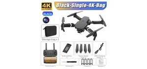 Schwarze 4K Kamera Wifi FPV Flugfertig Faltbare Kamera Drohne mit Aufbewahrungstasche - Bild 1 von 2
