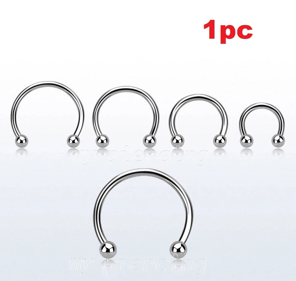1 pieza. Herradura circular de acero quirúrgico 16G con pendiente de bola de 2,5 mm tabique Labret Foto 1 de 1