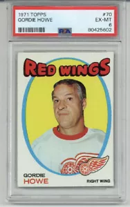 1971 TOPPS GORDIE HOWE #70 HOCKEY CARD DETROIT RED WINGS LEGEND PSA 6 CENTERED - Picture 1 of 2
