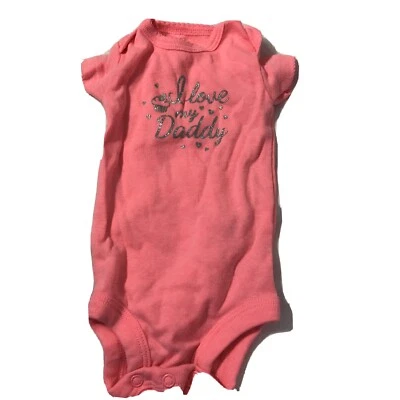 Carters Baby Newborn Pink One Piece Jumper I Love My Daddy Short Sleeve - Image 1 of 3