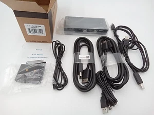 Terived KVM Switch Display Port 2 Computer 1 Monitor Switcher New & Ships FREE - Picture 1 of 6