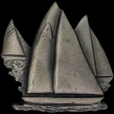 Velero Velero Navegación Océano Náutico Hippie Años 70 De Colección Hebilla de Cinturón Foto 1 de 2