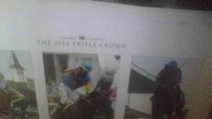 2015 Triple Crown Poster American Pharoah Auto Victor Espinoza - Bild 1 von 5