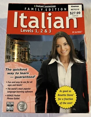 Instant Immersion Italian Levels 1,2,3 PC & Mac Software DVD-ROM & Audio CD FrSH - Image 1 of 4