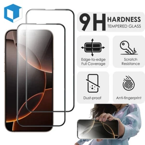 2 Packs Tempered Glass Screen Protector For iPhone 16/16 Plus/16 Pro/16 Pro Max - Picture 1 of 9