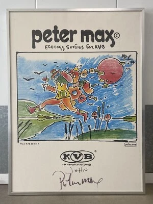 🔥 Póster de exposición de arte pop moderno antiguo vintage RARO, Peter MAX - FIRMADO, 1977 Foto 1 de 4