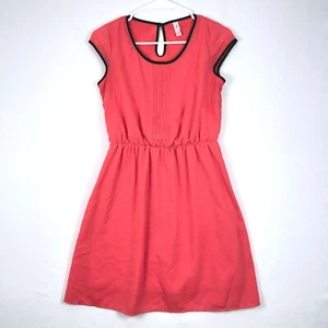 Xhilaration Women's Pink Apron Dress Medium M Ruffled Black Trim Neck Clasp - Picture 1 of 11