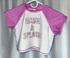 Cat & Jack Girl's Large (10/12) Pink Bathing Suit Top Shirt “Make A Splash” - Picture 1 of 3