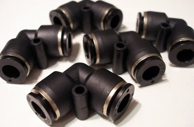 Qty 5, Elbow Union Air Pneumatic Quick Release Push-in Fitting, 3/8" Tube OD  - Image 1 of 4
