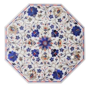 White Marble Semi Precious Stone Inlay Table  Sofa Table Home Decor Gift - Picture 1 of 8