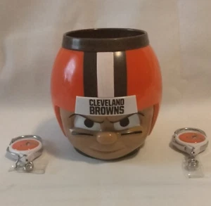 Cleveland Browns NFL Big Sip taza de 16 onzas sin tapa. Y 2 soportes de identificación retráctiles - Imagen 1 de 11
