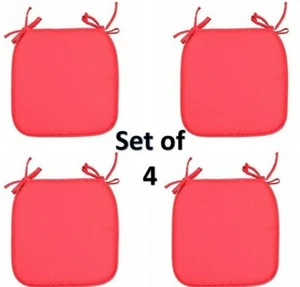 4 ALMOHADILLAS DE ASIENTO ROJAS para silla con lazos cojines de asiento de jardín de cocina comedor paquete de 4 - Imagen 1 de 12