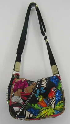 Bolso Bandolera Marc Jacobs Pequeño Palm Parrot Tachonado Multicolor Nylon en Negro Foto 1 de 4