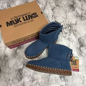 Muk Luks Women Flexi Hoboken Boots slip on size 7 blue Twilight NEW IN BOX NWT - Picture 1 of 7
