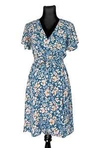 Siena Sky Floral Midi Dress Small Flutter Sleeve Lined Flowy Feminine Wedding - Picture 1 of 15