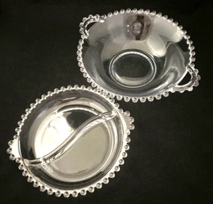 Vintage Imperial Glas Servierschalen CANDLEWICK Griff Relish Geschirr Menge 2 - Bild 1 von 10