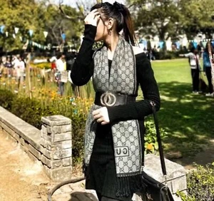 Gucci Jacquard Stud Embellished Wool Scarf - Picture 1 of 7