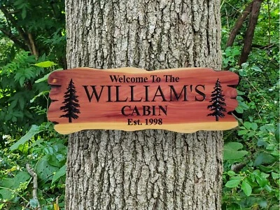 Custom Family Name Cabin Sign Carved Wood Vacation Home Established Date Plaque - Image 1 of 4