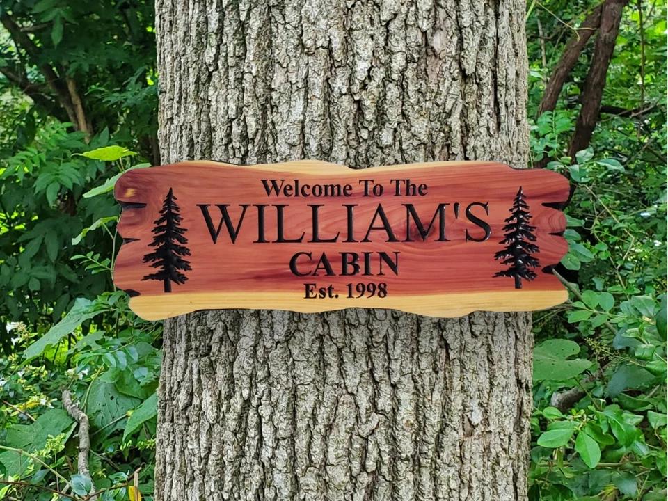 Custom Family Name Cabin Sign Carved Wood Vacation Home Established Date Plaque - Image 1 of 4