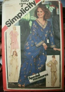 Miss Simplicity 5216 PATTERN Caftan Nightgown Pajama's Dress UNCUT FF Size SMALL - Picture 1 of 2