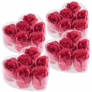 PEARL Rosenblatt-Seife: 4er-Set Geschenkboxen mit je 6 roten Rosen-Duftseifen - Bild 1 von 4