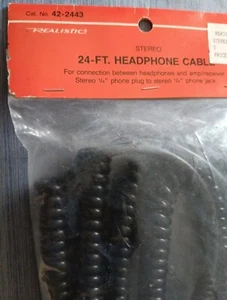 New Radio Shack Stereo Headphone Coil Cable 24' ( 7m ) extended - Picture 1 of 4