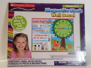 Scholastic MAGNETIC CLOCK INTERACTIVE Wall Decal Home School Teachers NEW