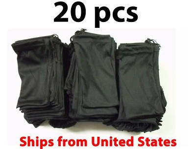 20 o 40 Gafas de sol de microfibra negras Bolsa de transporte Estuche blando Gafas Bolsa EE. UU. Foto 1 de 2