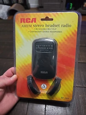 NEW! RCA AM/FM Stereo Headset Radio, Belt Clip RP1610 With Headphones - Image 1 of 4