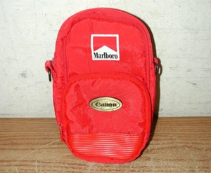 BORSA DA TRASPORTO FOTOCAMERA VINTAGE ANNI 80 MARLBORO CANON NYLON ROSSO, SENZA CINTURINO - Foto 1 di 8