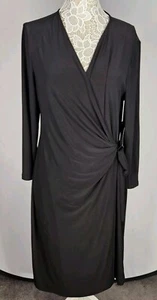 New Black Label Evan Picone Faux Wrap Dress Sz 14 Christmas Parties MSRP $74 - Picture 1 of 9
