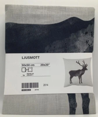 IKEA LJUSMOTT Dear Christmas Invierno Patrón Funda Cojín 20x20" Negro Gris, NUEVO Foto 1 de 3