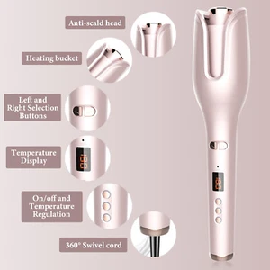 Hair Curler LCD Cordless Auto Rotating Waver Curling Iron Ceramic Wireless AUS - Picture 1 of 17