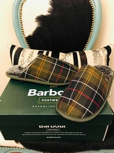 NEU HERREN BARBOUR KLASSISCHE SCHOTTENKARO HAUSSCHUHE GRÖßE UK 8 - Bild 1 von 12